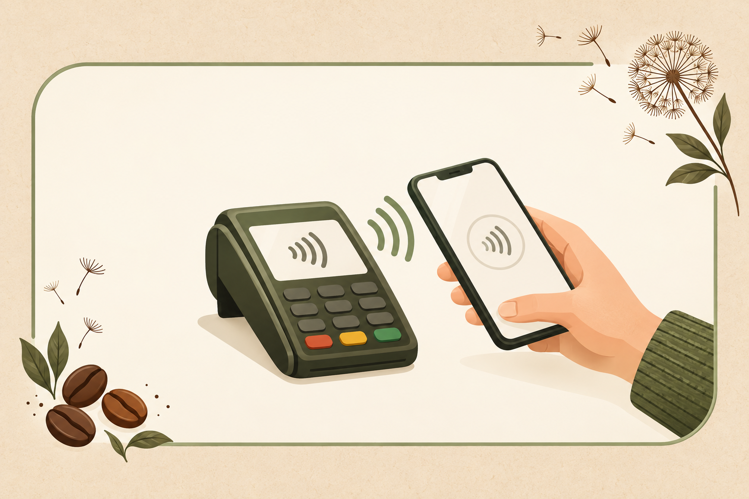 Illustration einer kontaktlosen Karten- und Smartphone-Zahlung